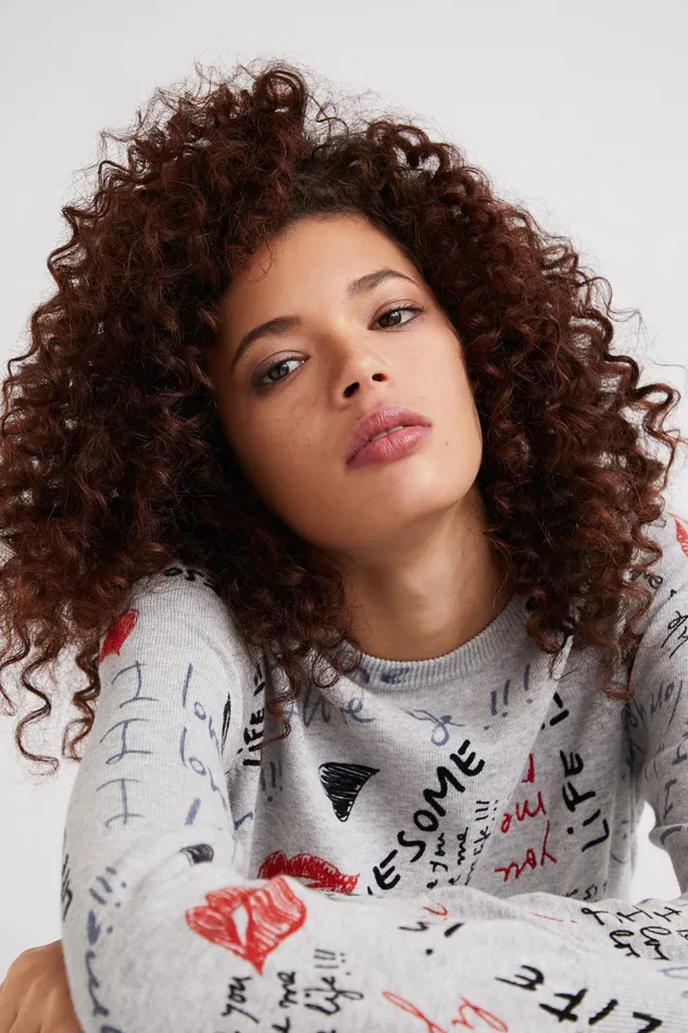 Life Is Awesome Knit Jumper Women Desigual Sweaters