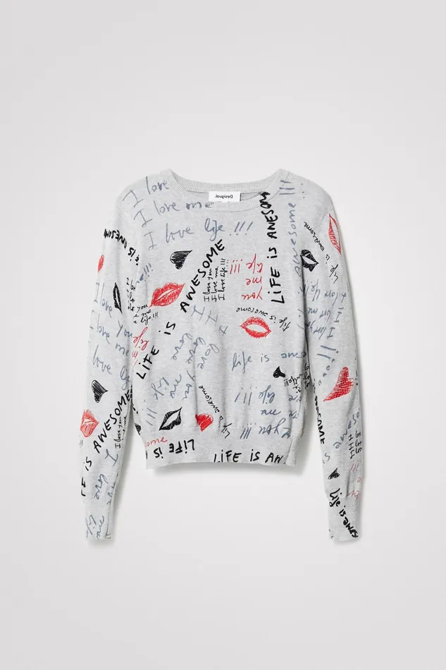 Life Is Awesome Knit Jumper Women Desigual Sweaters
