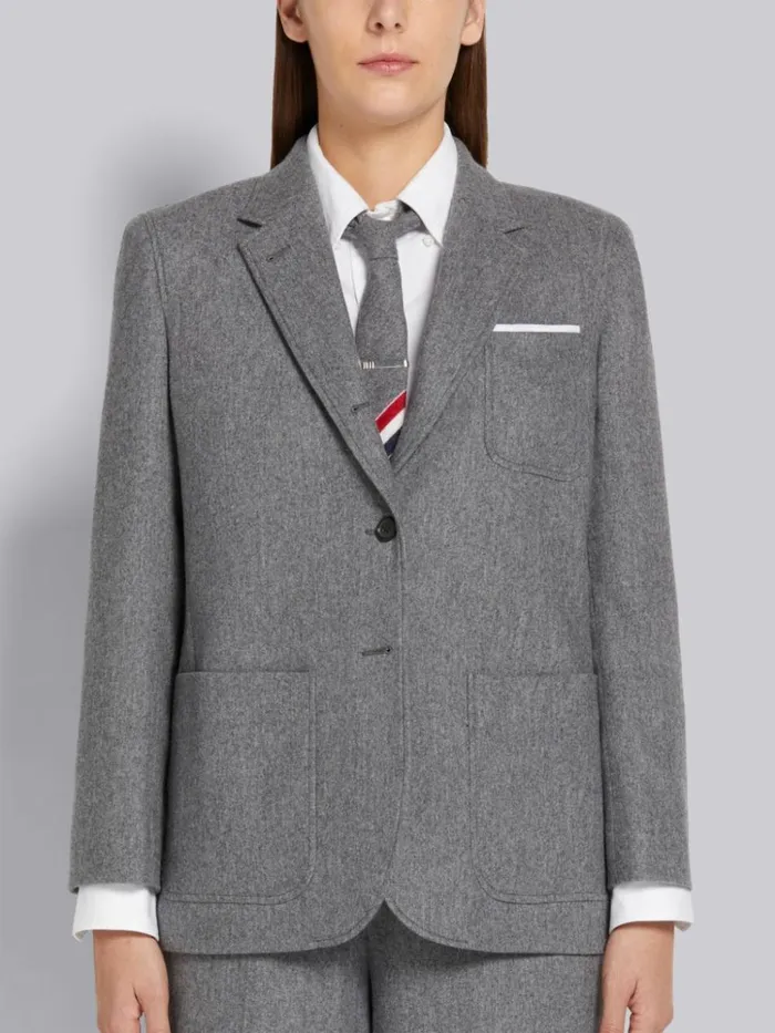Lightweight Boiled Wool Engineered Stripe Sack Jacket Medium Grey Women Thom Browne Jackets Lightweight Boiled Wool Engineered Stripe Sack Jacket Medium Grey Women Thom Browne Jackets