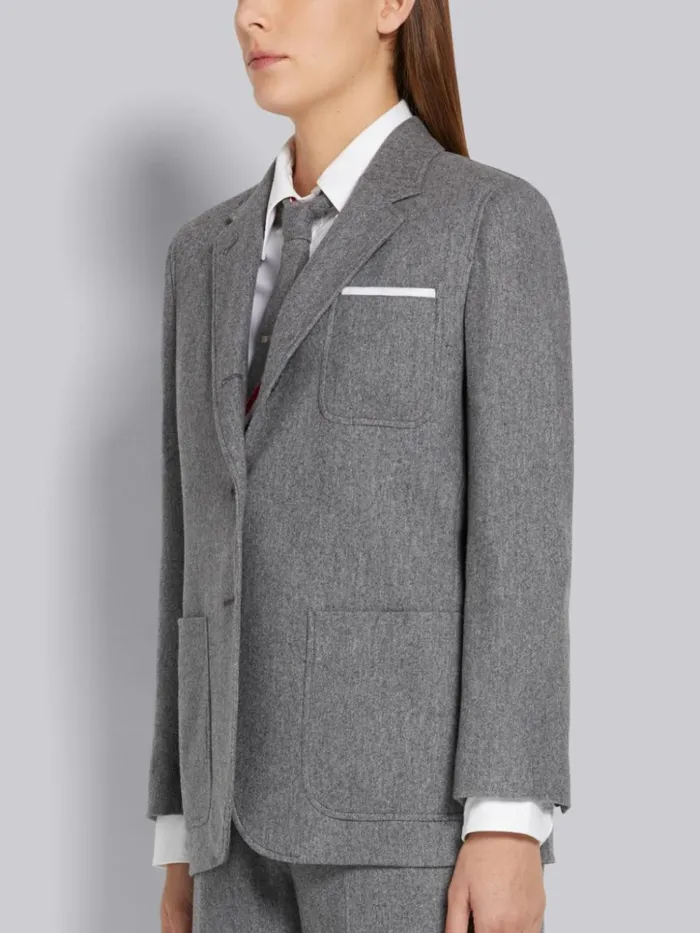 Lightweight Boiled Wool Engineered Stripe Sack Jacket Medium Grey Women Thom Browne Jackets