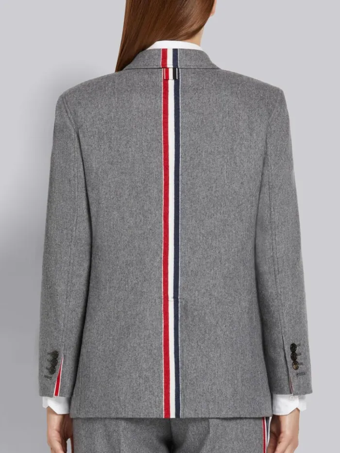 Lightweight Boiled Wool Engineered Stripe Sack Jacket Medium Grey Women Thom Browne Jackets