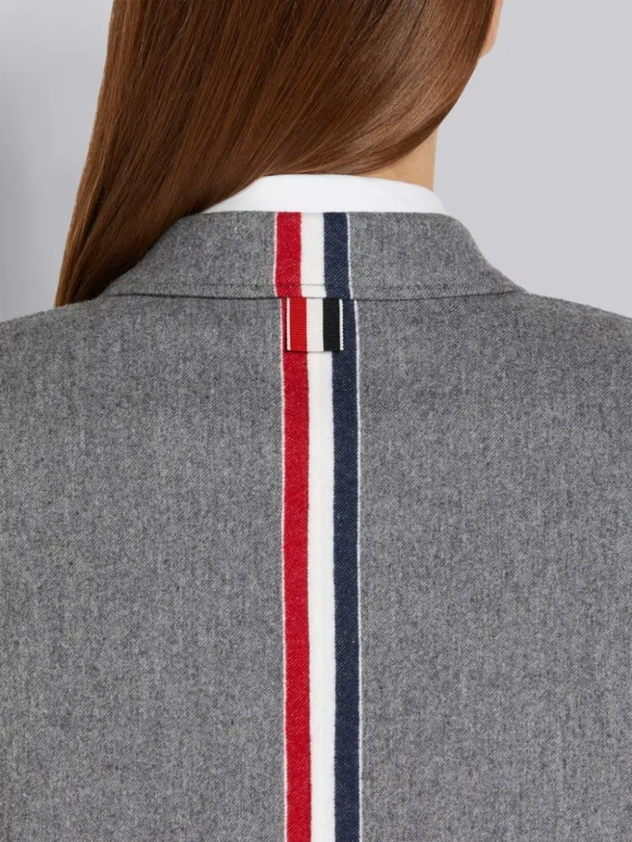 Lightweight Boiled Wool Engineered Stripe Sack Jacket Medium Grey Women Thom Browne Jackets