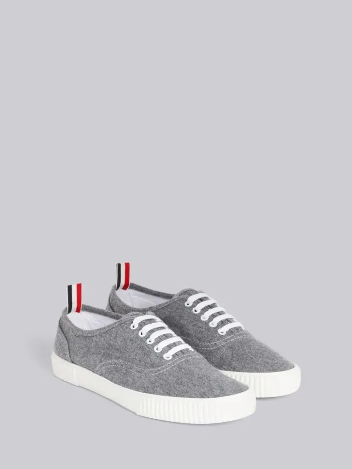 Lightweight Boiled Wool Heritage Trainer Medium Grey Men Thom Browne Sneakers