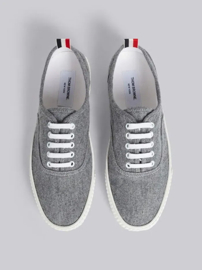 Lightweight Boiled Wool Heritage Trainer Medium Grey Men Thom Browne Sneakers