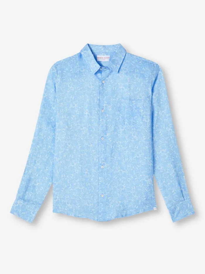 Linen Shirts Men Derek Rose Shirt Milan 21 Linen Blue