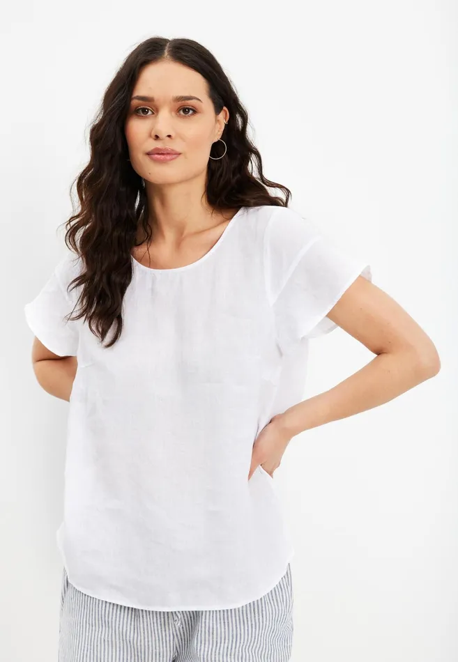 LINO BLOUSE 15692 010 White 010 Women IN FRONT TOPS TSHIRTS