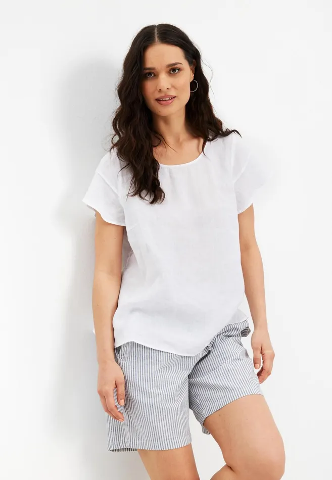 LINO BLOUSE 15692 010 White 010 Women IN FRONT TOPS TSHIRTS
