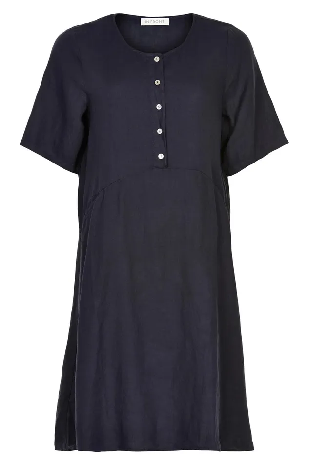 LINO DRESS 15042 591 Navy 591 Women IN FRONT DRESSES