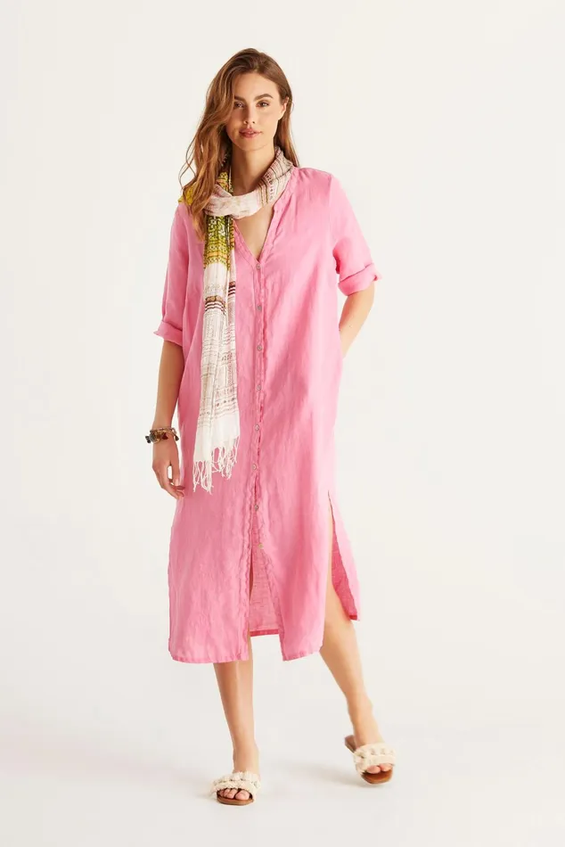 LINO LONG SHIRT DRESS 15046 221 Pink 221 Women IN FRONT BLOUSES SHIRTS