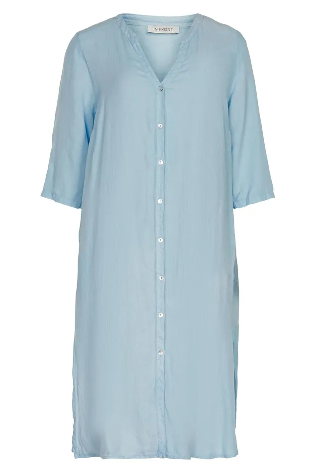 LINO LONG SHIRT DRESS 15046 505 Light Blue 505 Women IN FRONT BLOUSES SHIRTS