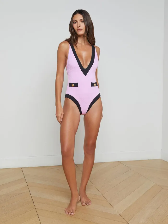 Lisa Plunge OnePiece Swimsuit Light Violetblack Women L039Agence Swimwear