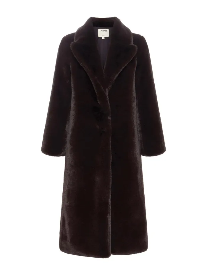 Lizbeth Faux Fur Jacket Ganache Women L039Agence Outerwear Lizbeth Faux Fur Jacket Ganache Women L039Agence Outerwear