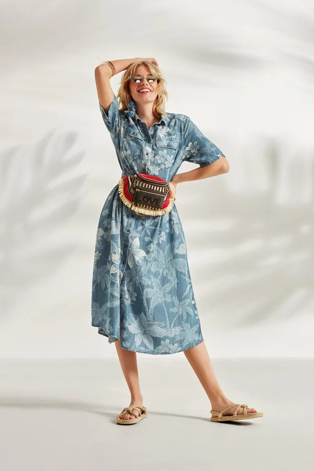Long Tropical Shirt Dress Women Desigual Dresses