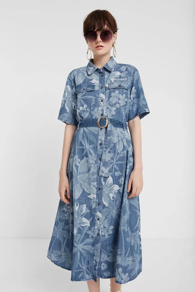 Long Tropical Shirt Dress Women Desigual Dresses