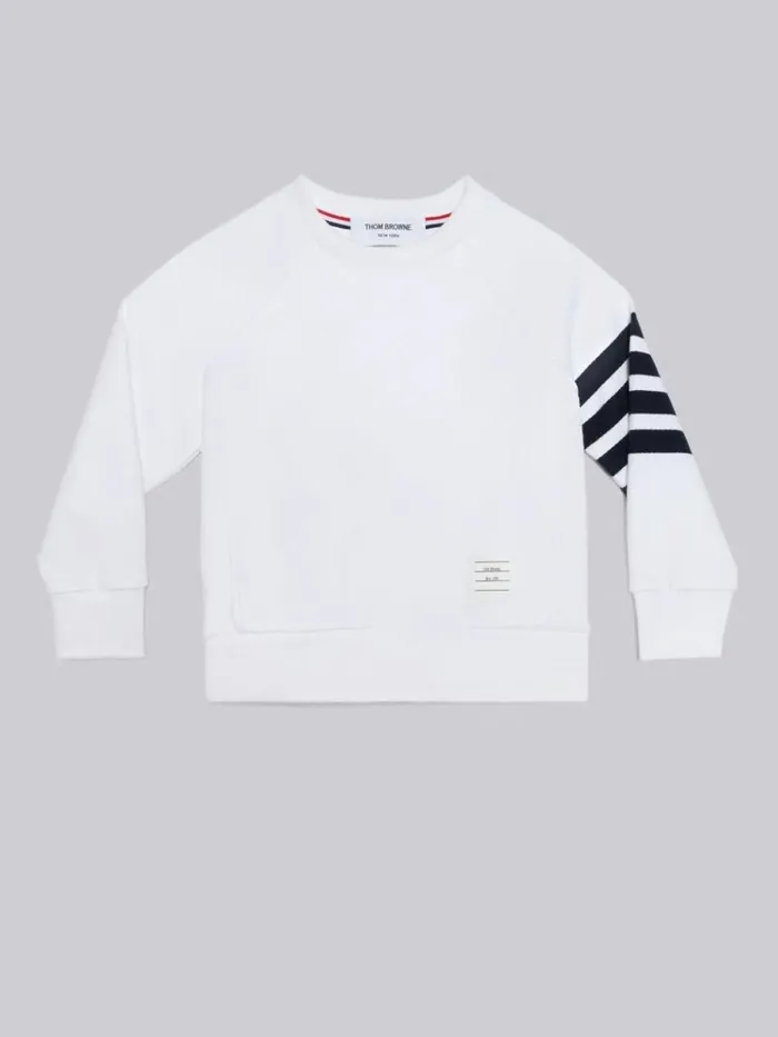 Loopback Engineered 4bar Sweatshirt White GirlsBoys Thom Browne Sweats And Tshirt