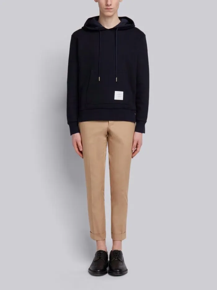 Loopback Jersey Knit Center Back Stripe Pullover Hoodie Navy Men Thom Browne Sweats