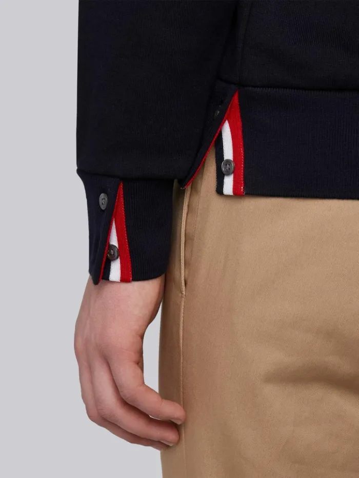 Loopback Jersey Knit Center Back Stripe Pullover Hoodie Navy Men Thom Browne Sweats