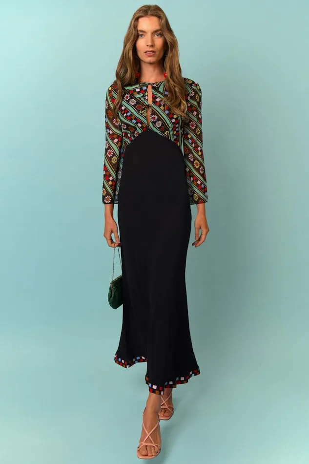 Lora Black Retro Stripe Women RIXO Dresses Lora Black Retro Stripe Women RIXO Dresses