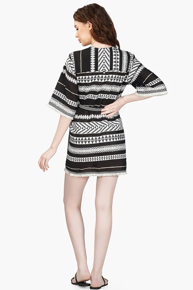 Lori Mexican Striped Kimono Cover Up Dress Lori Mexican Striped Kimono Cover Up Dress
