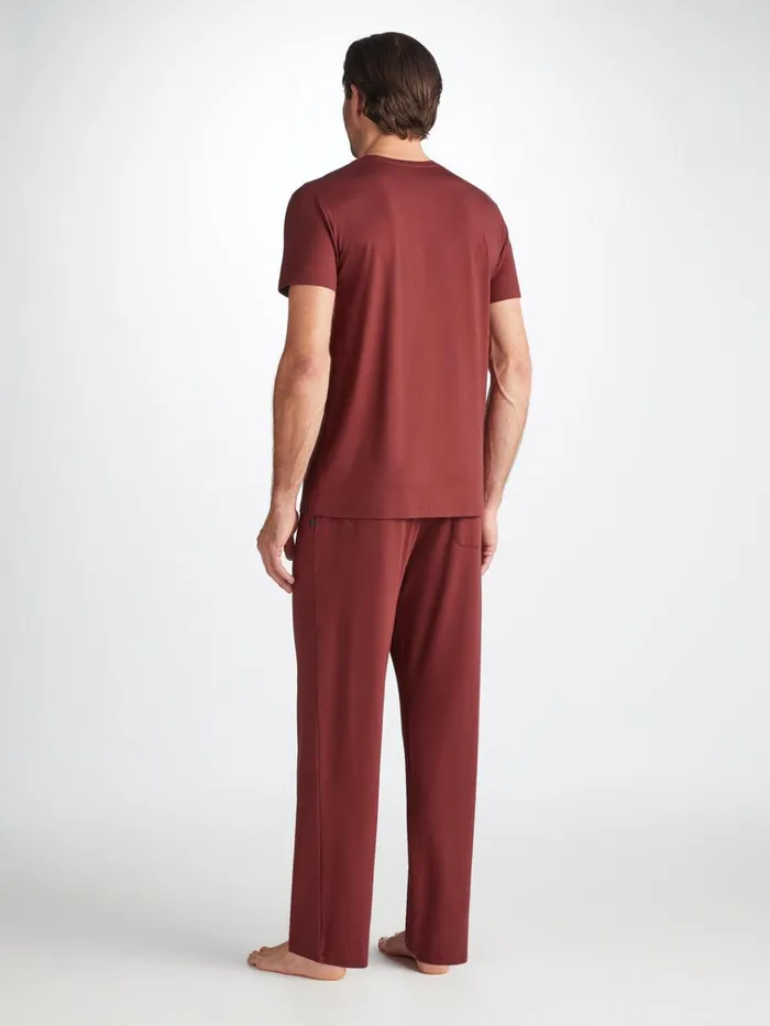 Lounge Pants Men Derek Rose Lounge Pants Basel Micro Modal Stretch Burgundy