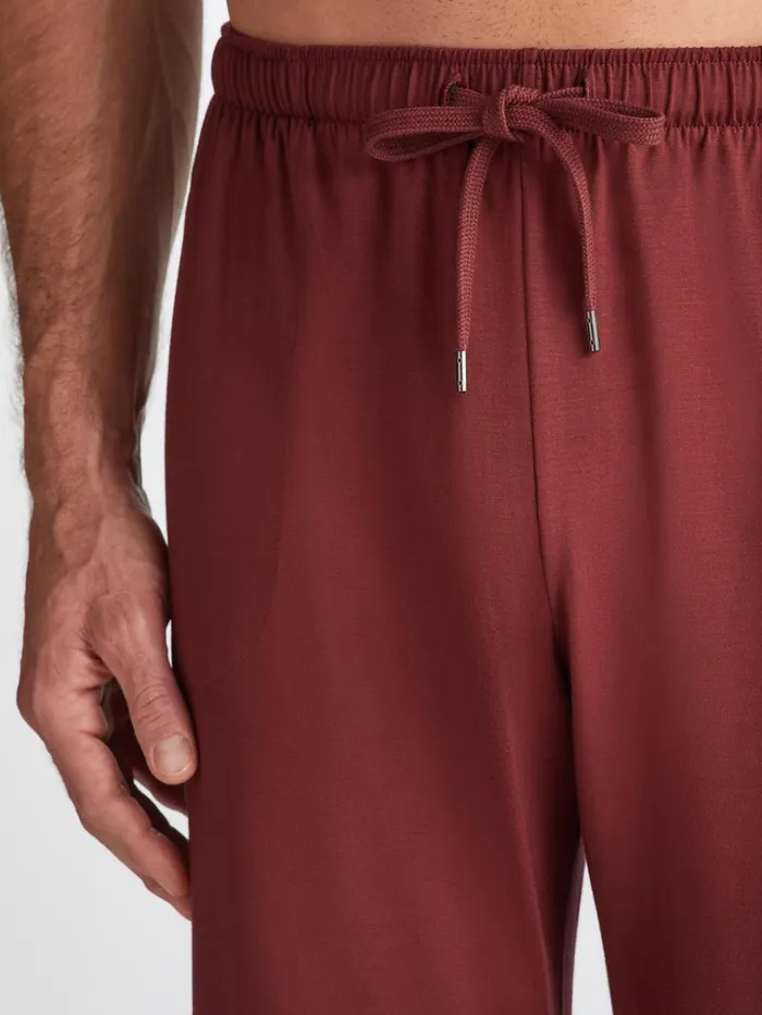 Lounge Pants Men Derek Rose Lounge Pants Basel Micro Modal Stretch Burgundy