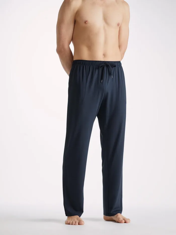 Lounge Pants Men Derek Rose Lounge Pants Basel Micro Modal Stretch Navy