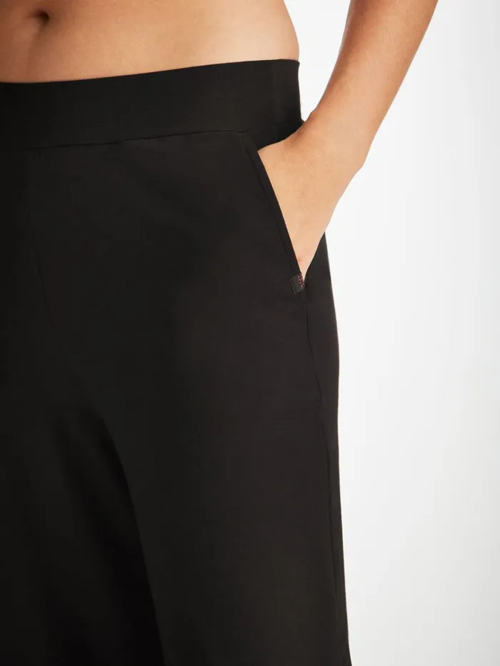 Lounge Pants Women Derek Rose Lounge Pants Basel Micro Modal Stretch Black