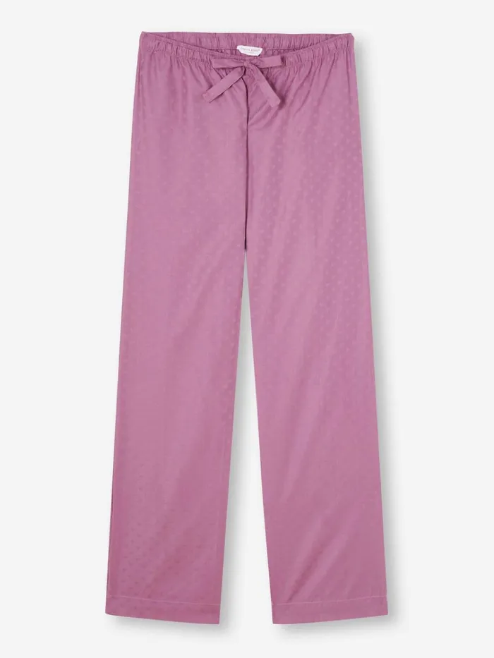Lounge Pants Women Derek Rose Lounge Pants Kate 10 Cotton Jacquard Purple