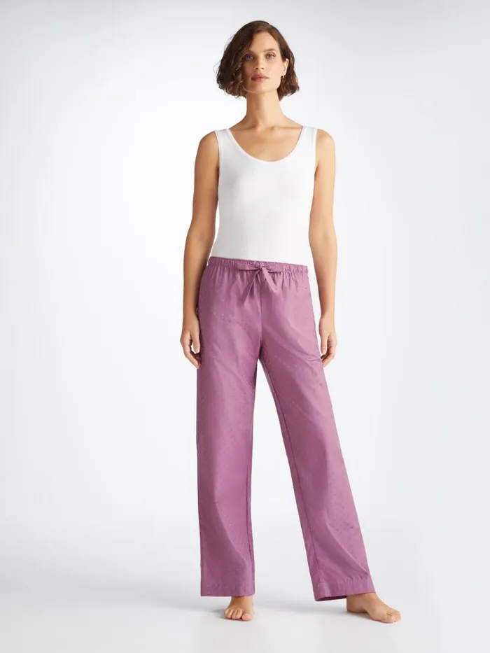 Lounge Pants Women Derek Rose Lounge Pants Kate 10 Cotton Jacquard Purple