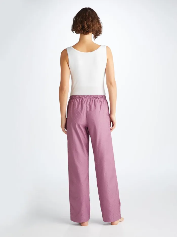 Lounge Pants Women Derek Rose Lounge Pants Kate 10 Cotton Jacquard Purple