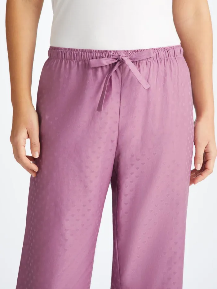Lounge Pants Women Derek Rose Lounge Pants Kate 10 Cotton Jacquard Purple