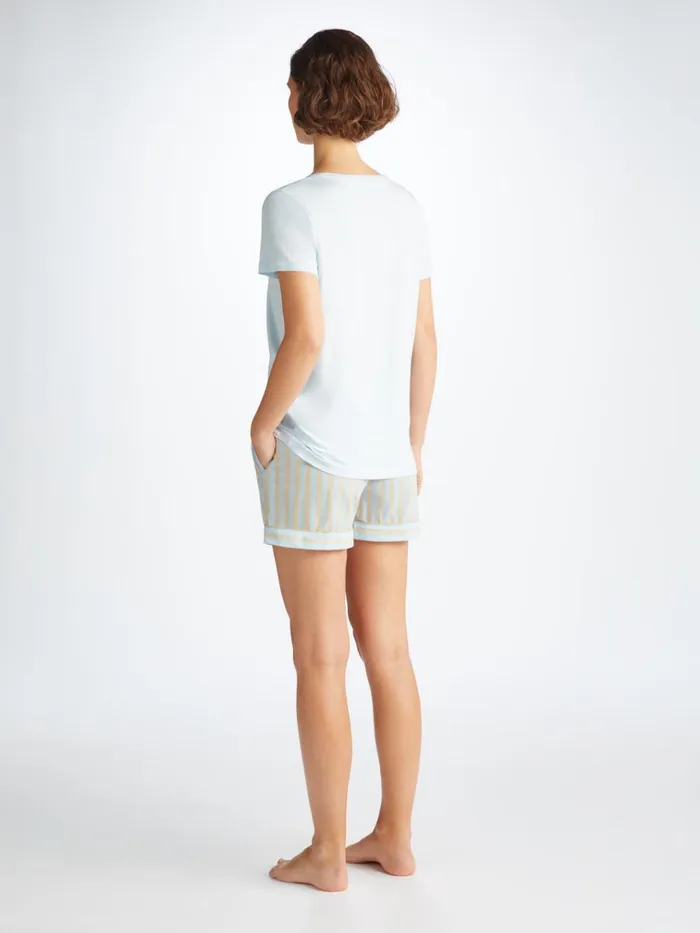 Lounge Shorts Women Derek Rose Lounge Shorts Amalfi 20 Cotton Batiste Blue