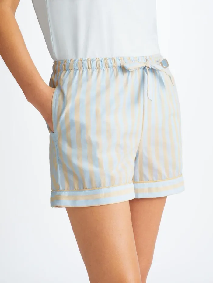 Lounge Shorts Women Derek Rose Lounge Shorts Amalfi 20 Cotton Batiste Blue