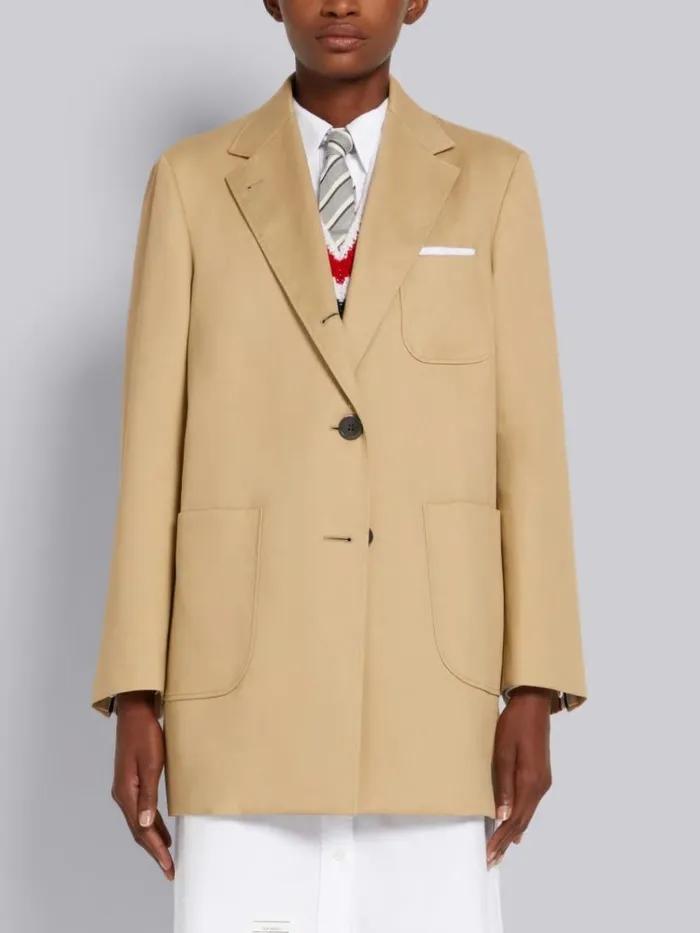 Mackintosh Oversized Cropped Sack Overcoat Khaki Women Thom Browne Outerwear