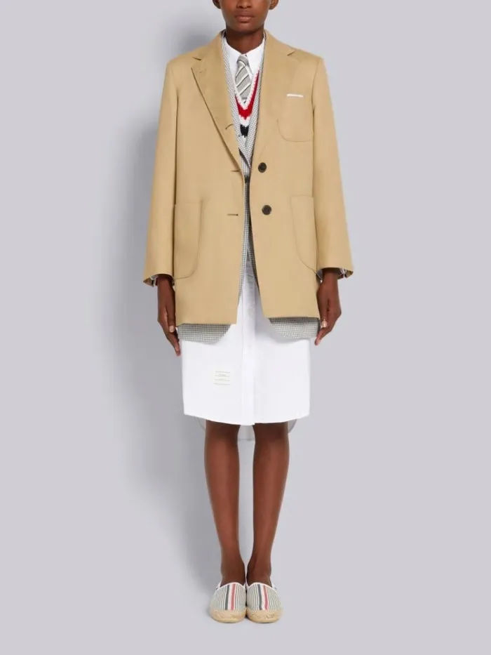 Mackintosh Oversized Cropped Sack Overcoat Khaki Women Thom Browne Outerwear