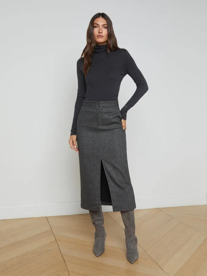 Madonna Pinstriped Midi Skirt Grey Herringbone Women L039Agence Matching Sets Madonna Pinstriped Midi Skirt Grey Herringbone Women L039Agence Matching Sets