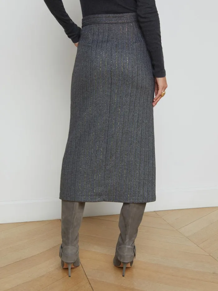 Madonna Pinstriped Midi Skirt Grey Herringbone Women L039Agence Matching Sets Madonna Pinstriped Midi Skirt Grey Herringbone Women L039Agence Matching Sets