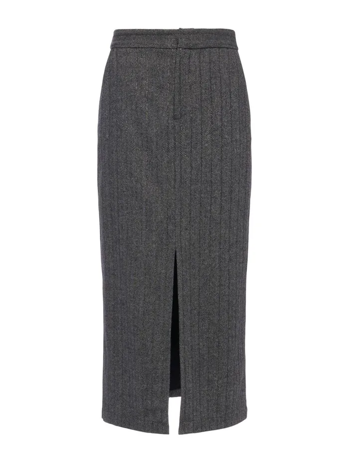 Madonna Pinstriped Midi Skirt Grey Herringbone Women L039Agence Matching Sets Madonna Pinstriped Midi Skirt Grey Herringbone Women L039Agence Matching Sets