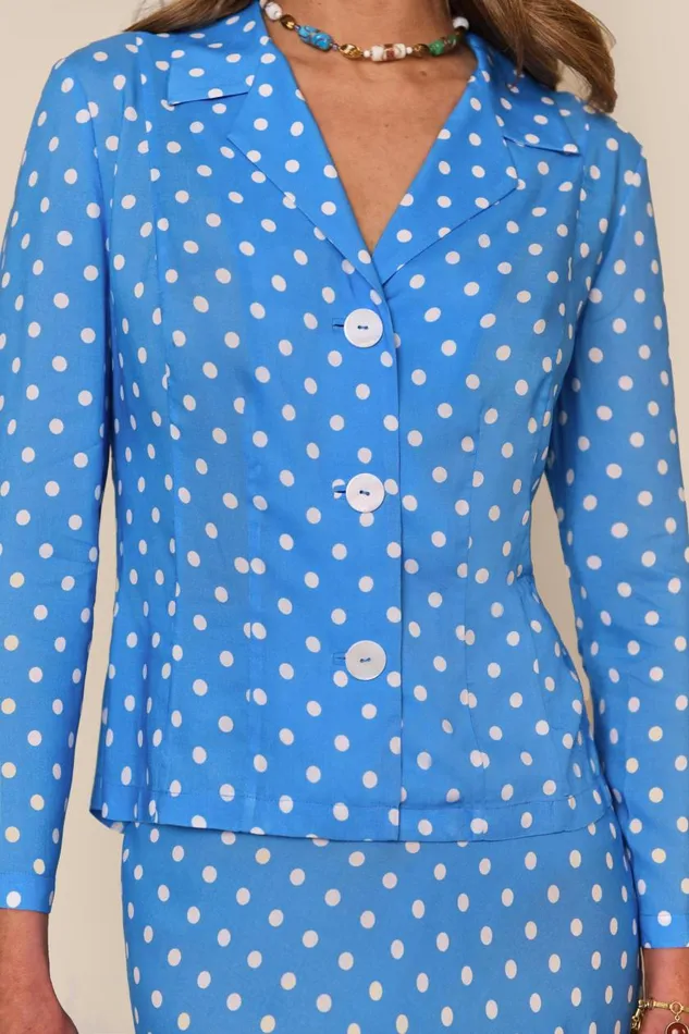 Maisie Polka Dot Blue Women RIXO Tops Maisie Polka Dot Blue Women RIXO Tops