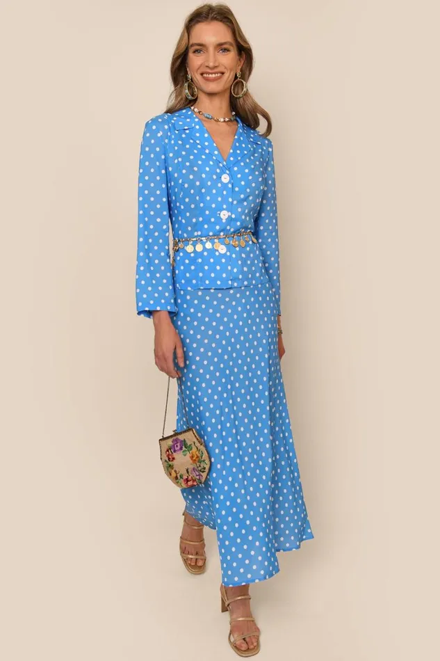 Maisie Polka Dot Blue Women RIXO Tops Maisie Polka Dot Blue Women RIXO Tops