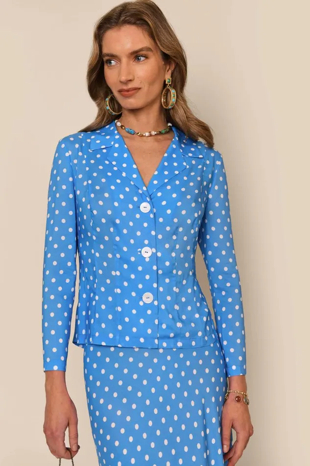 Maisie Polka Dot Blue Women RIXO Tops Maisie Polka Dot Blue Women RIXO Tops