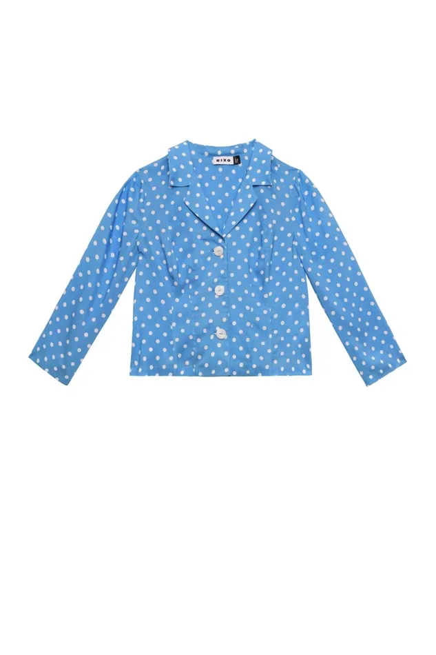 Maisie Polka Dot Blue Women RIXO Tops Maisie Polka Dot Blue Women RIXO Tops
