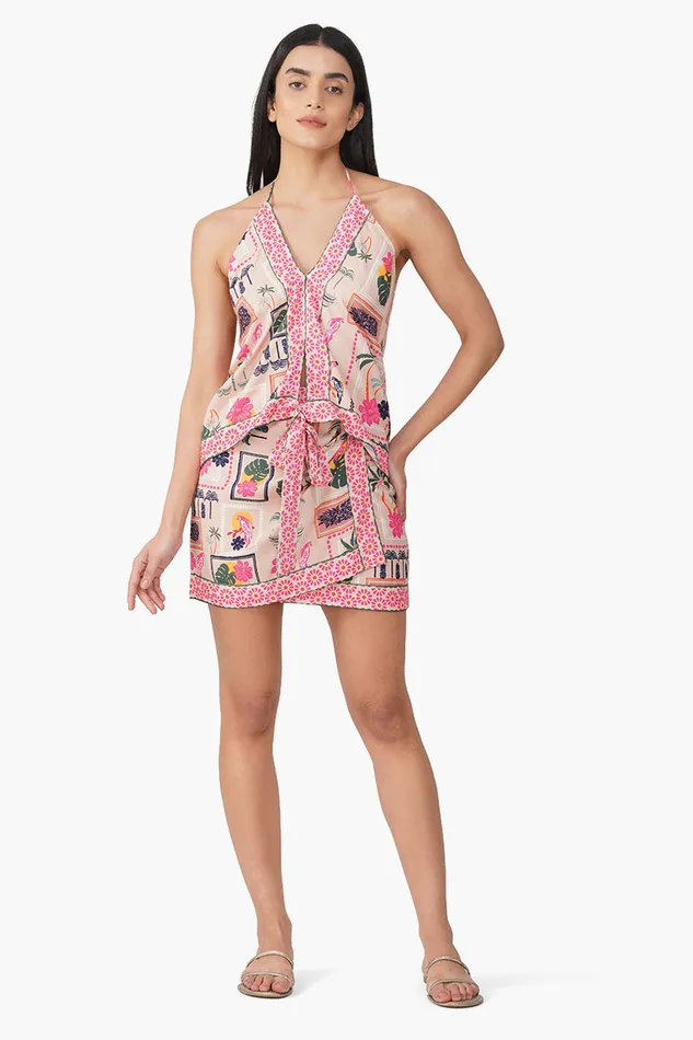 Manicured Farm Print Overlap Skirt Manicured Farm Print Overlap Skirt