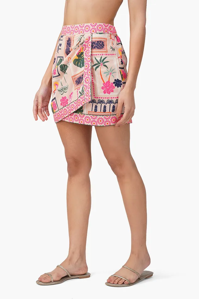 Manicured Farm Print Overlap Skirt Manicured Farm Print Overlap Skirt