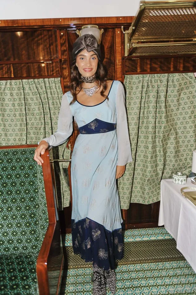 Mathilde Blue Glitter Feather Mix Women RIXO Dresses Mathilde Blue Glitter Feather Mix Women RIXO Dresses