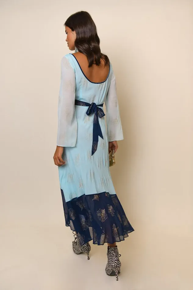 Mathilde Blue Glitter Feather Mix Women RIXO Dresses Mathilde Blue Glitter Feather Mix Women RIXO Dresses