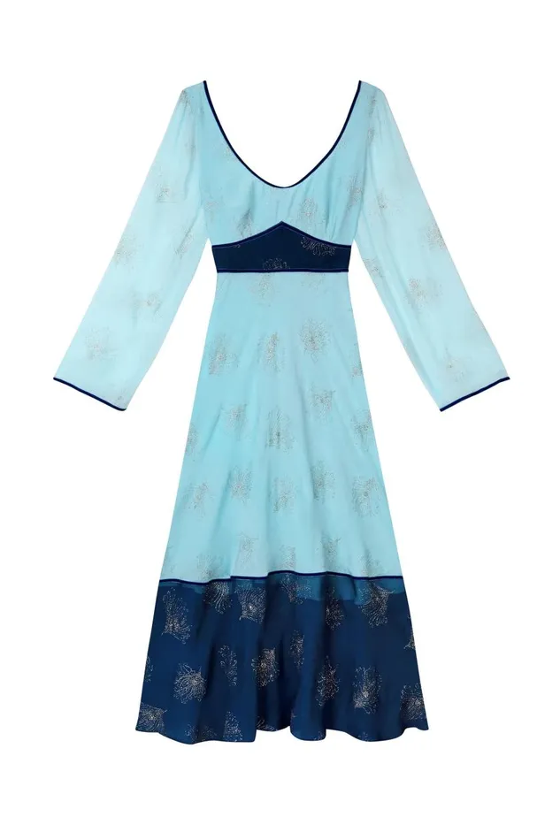 Mathilde Blue Glitter Feather Mix Women RIXO Dresses Mathilde Blue Glitter Feather Mix Women RIXO Dresses