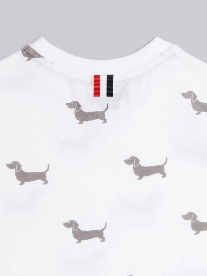 Medium Weight Jersey Hector Printed Tshirt White GirlsBoys Thom Browne Dresses And Shirts