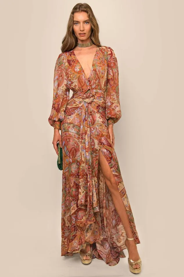 Meera Dusky Pastel Abstract Paisley Women RIXO Dresses Meera Dusky Pastel Abstract Paisley Women RIXO Dresses