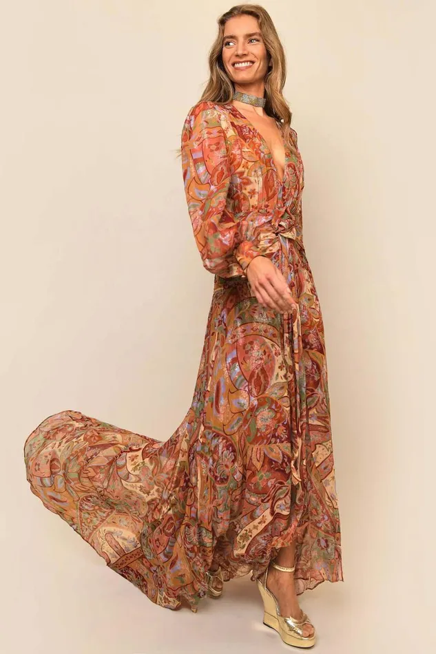 Meera Dusky Pastel Abstract Paisley Women RIXO Dresses Meera Dusky Pastel Abstract Paisley Women RIXO Dresses